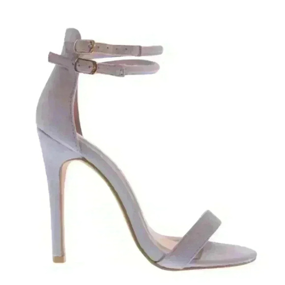 NIB KOI Footwear Libby Double Ankle Band 2 Part Blue Faux Suede Heels - Picture 1 of 9